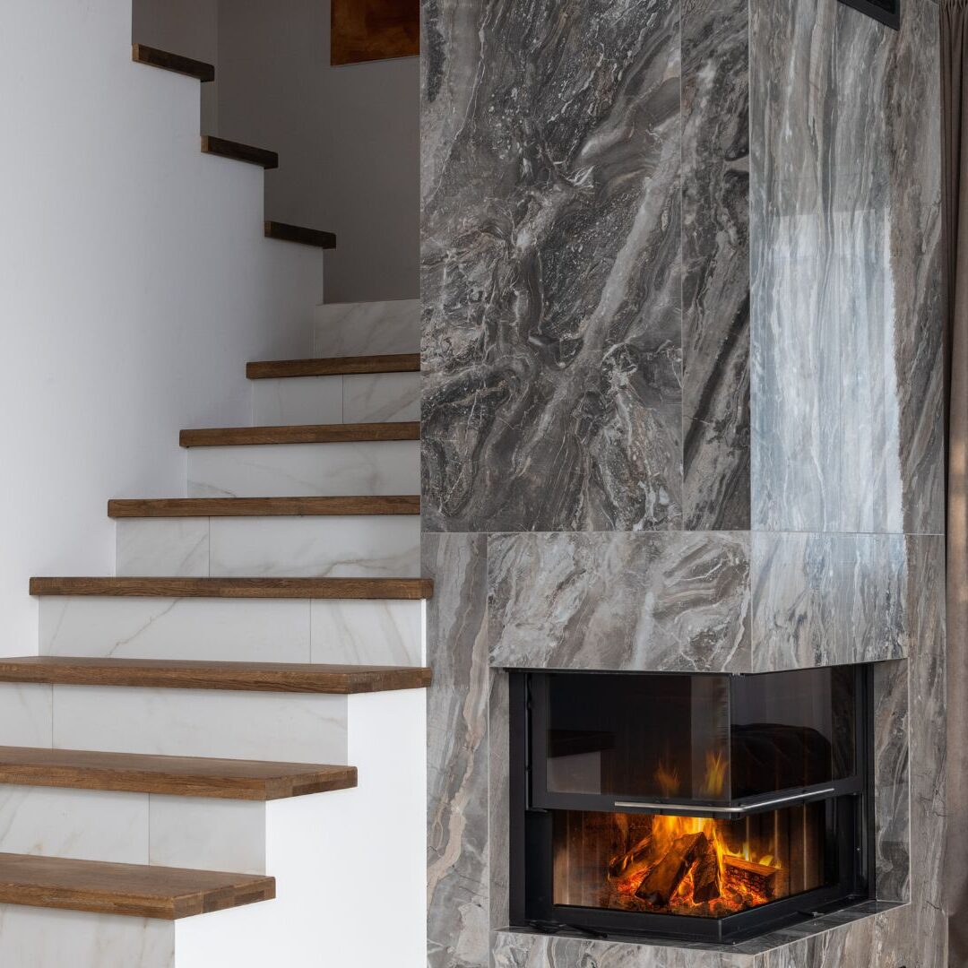 Staircase Behind a Fireplace Staircase Behind a Fireplace